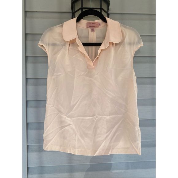 TED BAKER Peach 'Maddi' 100% Silk Blouse Ted's Size 2 / US Small - Picture 2 of 13